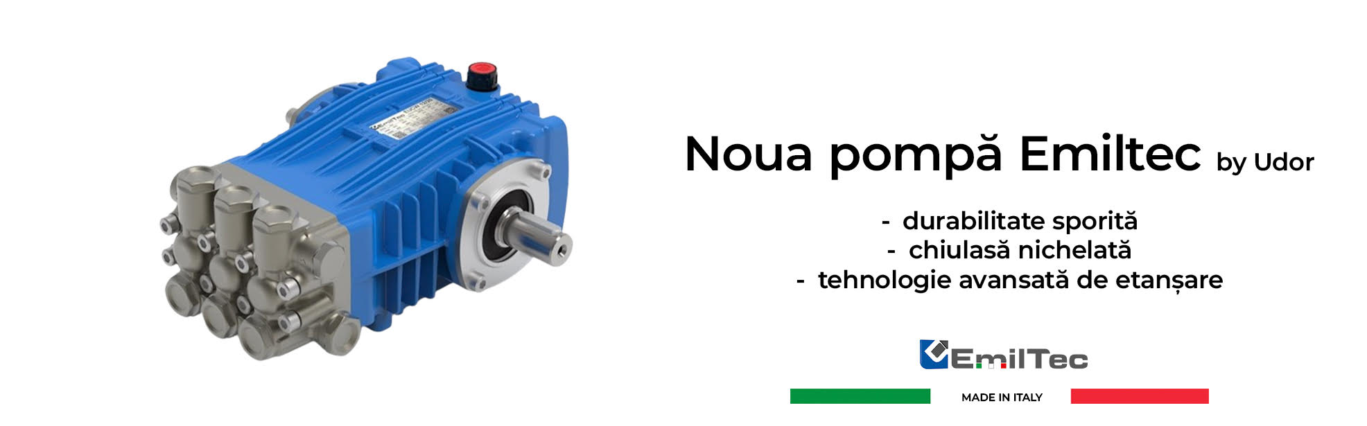 Pompa presiune pentru spalatorii auto, Noua pompa de presiune Emiltec by Udor, durabilitate sporita, etansare de ultima generatie, calitate,